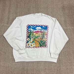Vintage Arizona Sweatshirt Mens XL White 1980s Nature Outdoors
